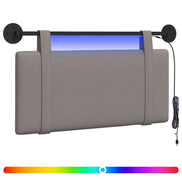 vidaXL Tête de lit suspendue Avec lumière LED Taupe Tissu