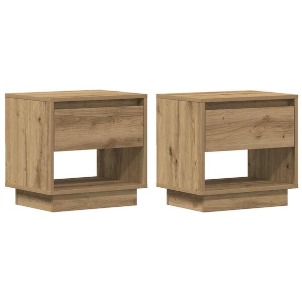 vidaXL Table de nuit avec tiroir 2 Pièces chêne artisanal 45 x 34 x 44 cm