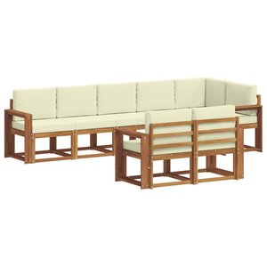 vidaXL Ensemble de canapés d'extérieur 8 pc Naturel et Crème