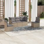 vidaXL Salon de jardin avec coussins 5 Pièces beige résine tressée