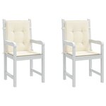 vidaXL Coussins de chaise de jardin à dossier bas lot de 2 crème