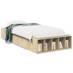 vidaXL Cadre de lit chêne sonoma 90x190 cm bois d'ingénierie