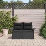 vidaXL Canapé de jardin avec coussin Noir 141 x 62 x 69 cm polyrotin