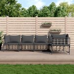 vidaXL Salon de jardin 5 Pièces avec coussins anthracite résine tressée