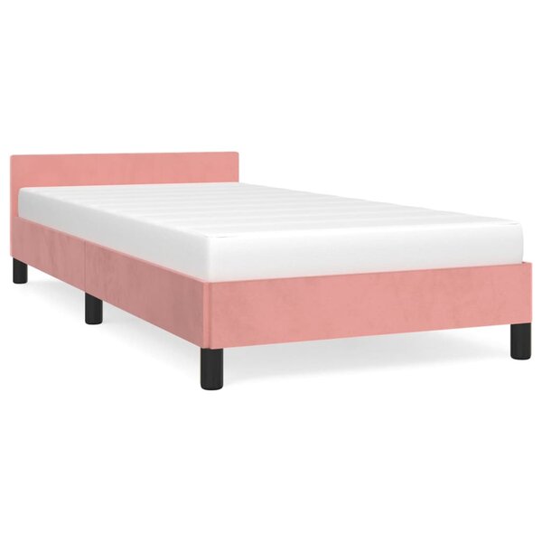 vidaXL Cadre de lit avec tête de lit Rose 90x200 cm Velours