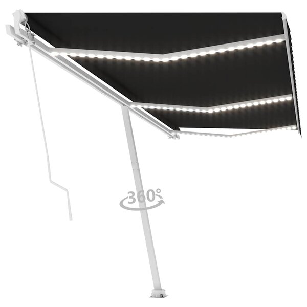 vidaXL Auvent manuel rétractable avec LED 600x300 cm Anthracite