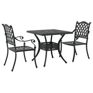 Set de Jardin Bistro 3 Pièces Noir en Aluminium et Fonte