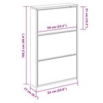 vidaXL Armoire à chaussures miroir 3 niveaux Chêne fumé 63x17x102 5 cm