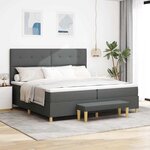 vidaXL Lit à ressorts avec matelas Gris foncé 200 x 200 cm tissu