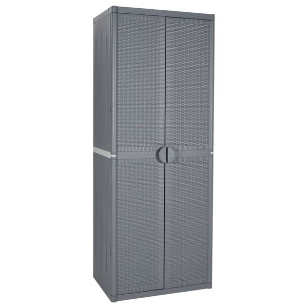 vidaXL Armoire de rangement de jardin gris 65x45x172 cm PP rotin