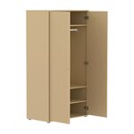 Flexa SAGA Armoire 2 portes a facades rainurees Beige sable Oat Pieds metalliques et boutons Oat