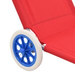 vidaXL Chaise longue pliable avec auvent et roues Acier Rouge