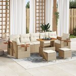 vidaXL Ensemble de canapés de jardin 10 pièces avec coussins Beige Rattan Acacia