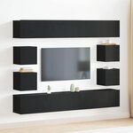 vidaXL Set de 6 Meubles TV - Muraux  Bois d'Oak Noir