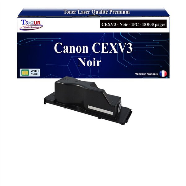 T3AZUR - Toner compatible avec Canon IR2200  IR2200i  IR2220  IR2220i  IR2300  IR2800  IR3250i  IR3300  IR3300i  IR3320 remplace Canon CEXV3 (6647A002) - 15 000 pages