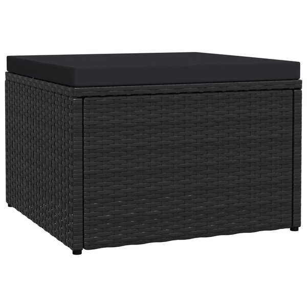 vidaXL Tabouret de jardin avec coussin Noir Résine tressée
