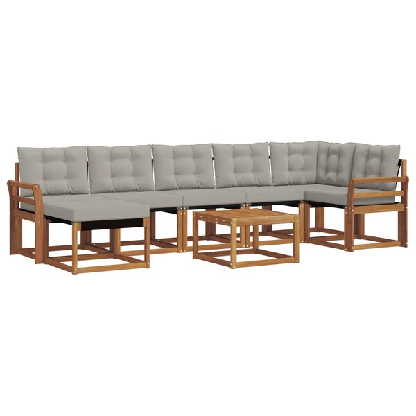 vidaXL Ensemble de canapés d'extérieur 8 pc Gris Naturel et Clair