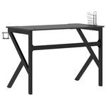 Bureau table poste de travail meuble d'ordinateur informatique étude de jeu avec pieds en forme de K 110 x 60 x 75 cm noir 02_0023769