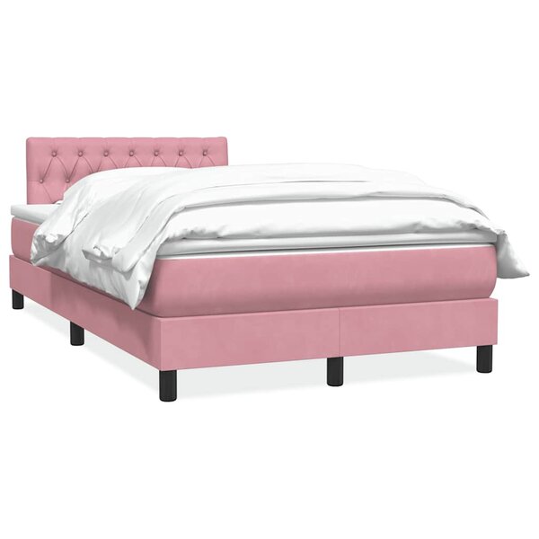 vidaXL Sommier à lattes de lit avec matelas rose 120x220 cm velours