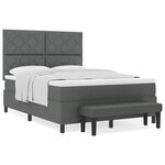 vidaXL Lit à ressorts avec matelas Gris foncé 140 x 200 cm tissu