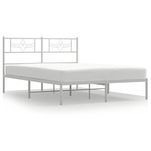 vidaXL Cadre de lit métal sans matelas et tête de lit blanc 140x190 cm