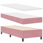 vidaXL Lit à ressort LED avec matelas Rose 80 x 200 cm tissu
