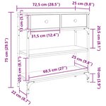vidaXL Table console sonoma gris 72 5x25x75 cm bois d'ingénierie
