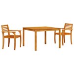 vidaXL Ensemble de salle à manger pour jardin 3 pc Marron