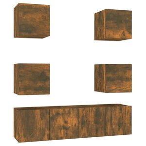 vidaXL Ensemble de meubles TV 6 Pièces Chêne fumé Bois d'ingénierie