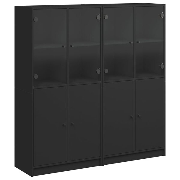 vidaXL Bibliothèque avec portes noir 136x37x142 cm bois d'ingénierie