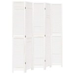 vidaXL Cloison de séparation 5 panneaux blanc bois de paulownia massif