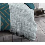 Parure de couette - 1 housse de couette 140 x 200 cm + 1 taie d'oreiller 63 x 63 cm - Bleu canard