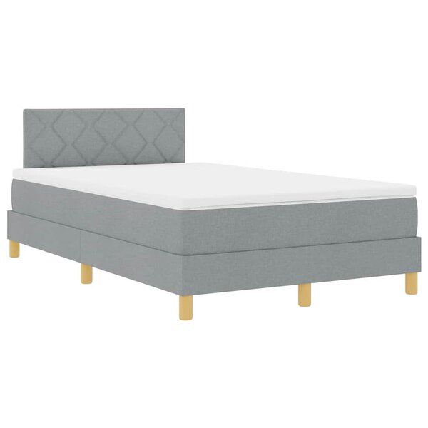 vidaXL Lit boxspring avec matelas Gris clair 120 x 200 cm tissu