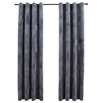 vidaXL Rideaux occultants et anneaux 2Pièces Velours Anthracite 140x175cm