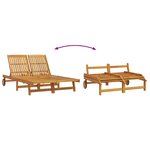 vidaXL Transat Marron 125 x 200 x 84 cm Bois d'Acacia Massif