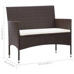 vidaXL Salon de jardin 5 Pièces avec coussins Résine tressée Marron