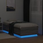 vidaXL Cadre de lit avec lumières LED sonoma gris 75x190 cm