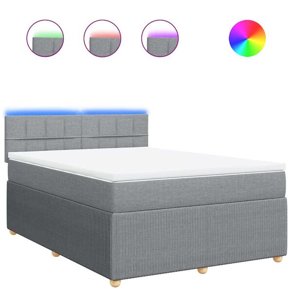 vidaXL Sommier à lattes de lit avec matelas Gris clair 140x190cm Tissu