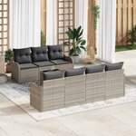 vidaXL Ensemble de canapé de jardin 8 Pièces Gris clair 55 x 55 x 37 cm