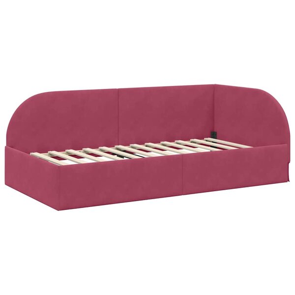 vidaXL Cadre de lit d'angle Rouge bordeaux 90 x 200 cm Velours