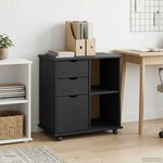 vidaXL Cabinet roulant Noir 63 5 x 39 x 65 5 cm Bois de Pin Massif