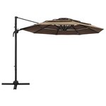 vidaXL Parasol à 4 niveaux avec mât en aluminium Taupe 3x3 m