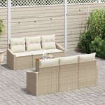 vidaXL Ensemble de canapé de jardin 7 Pièces Beige et blanc