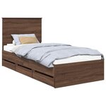 vidaXL Cadre de lit avec tiroir Chêne brun 90 x 190 cm Bois Ingénierie