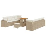 vidaXL Ensemble de canapé de jardin 11 Pièces Beige polyrotin