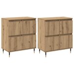 vidaXL Buffets 2 Pièces chêne artisanal 120 x 35 x 70 cm