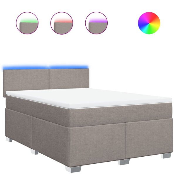 vidaXL Sommier à lattes de lit avec matelas Taupe 140x190 cm Tissu