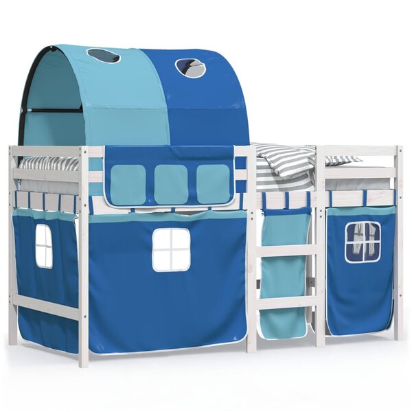 vidaXL Lit mezzanine enfants avec tunnel sans matelas bleu 80x200 cm