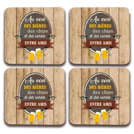 4 sous verres Au Nom des Bières