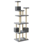 vidaXL Arbre à chat avec griffoirs en sisal Gris clair 188 cm